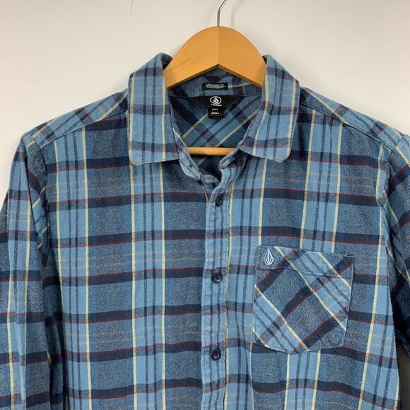 Volcom Men's Gaines Cotton Plaid Flannel Button Up Long Sleeve Shirt Size L - Picture 4 of 12